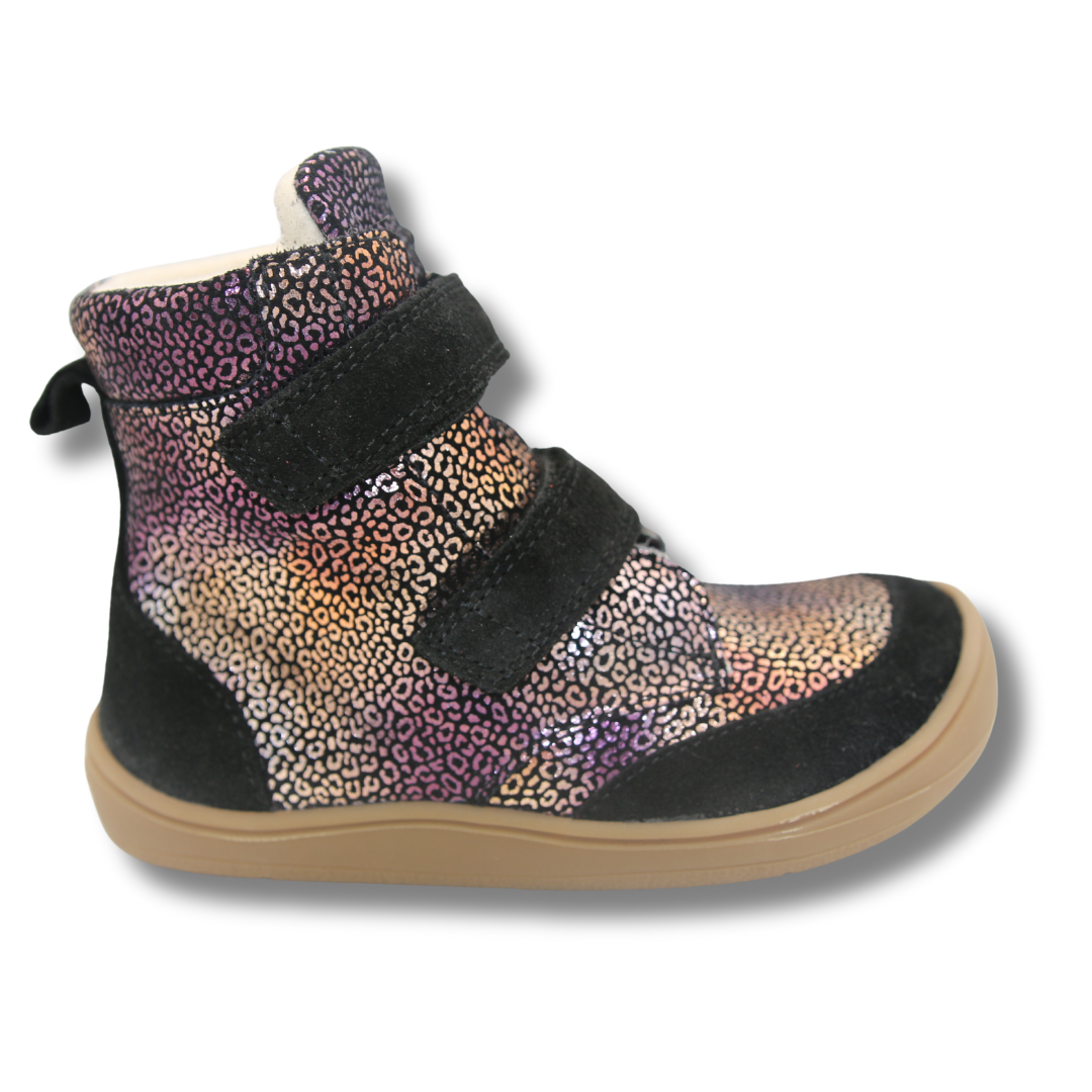 Barfuß-Winterstiefel mit Regenbogen-Glitzer